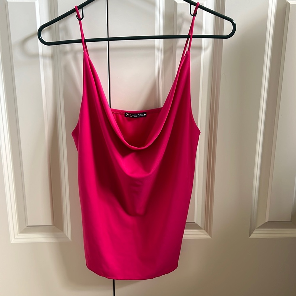 Zara Hot Pink Scoop Neck Tank Top